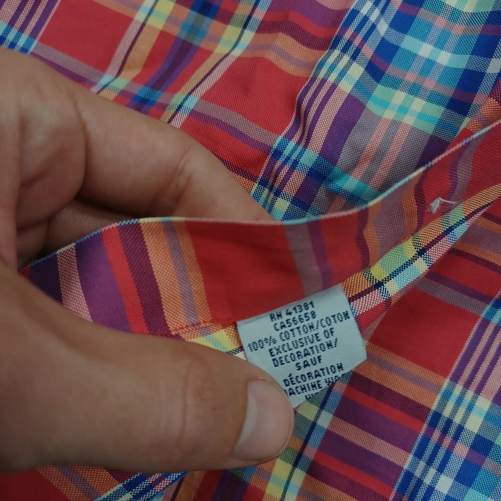 Ralph Lauren Shirt Mens Small Red Plaid Long Sleeve Button Down Preppy A4
